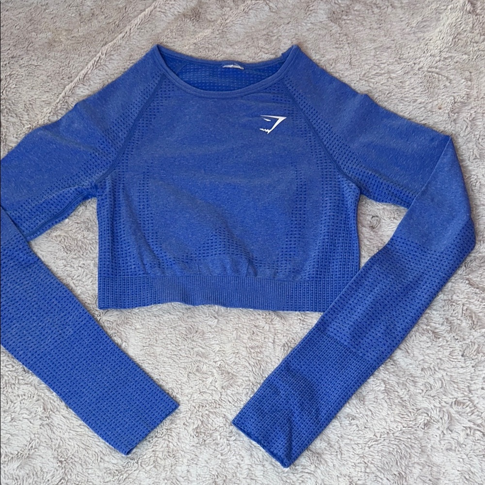 Gymshark Women's Blue Long Sleeve Crop Top